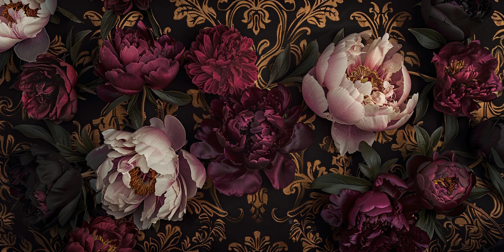 Dark Botanical Wallpaper Mural – Moody Vintage Floral Wall Art - View 6