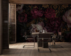 Dark Botanical Wallpaper Mural – Moody Vintage Floral Wall Art - View 2