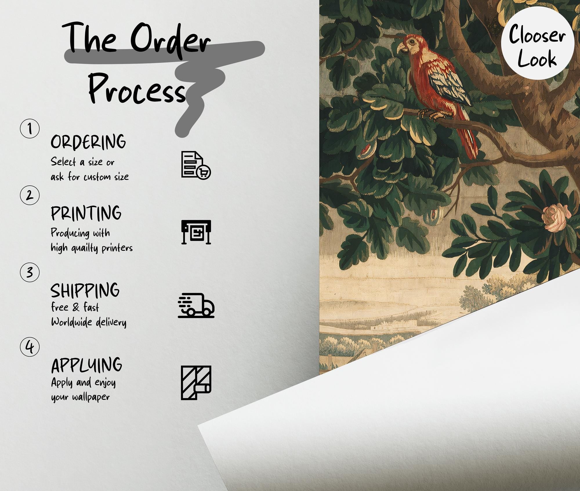 Vintage Countryside Scene Peel & Stick Wallpaper Mural, Landscape Wallpaper - View 5