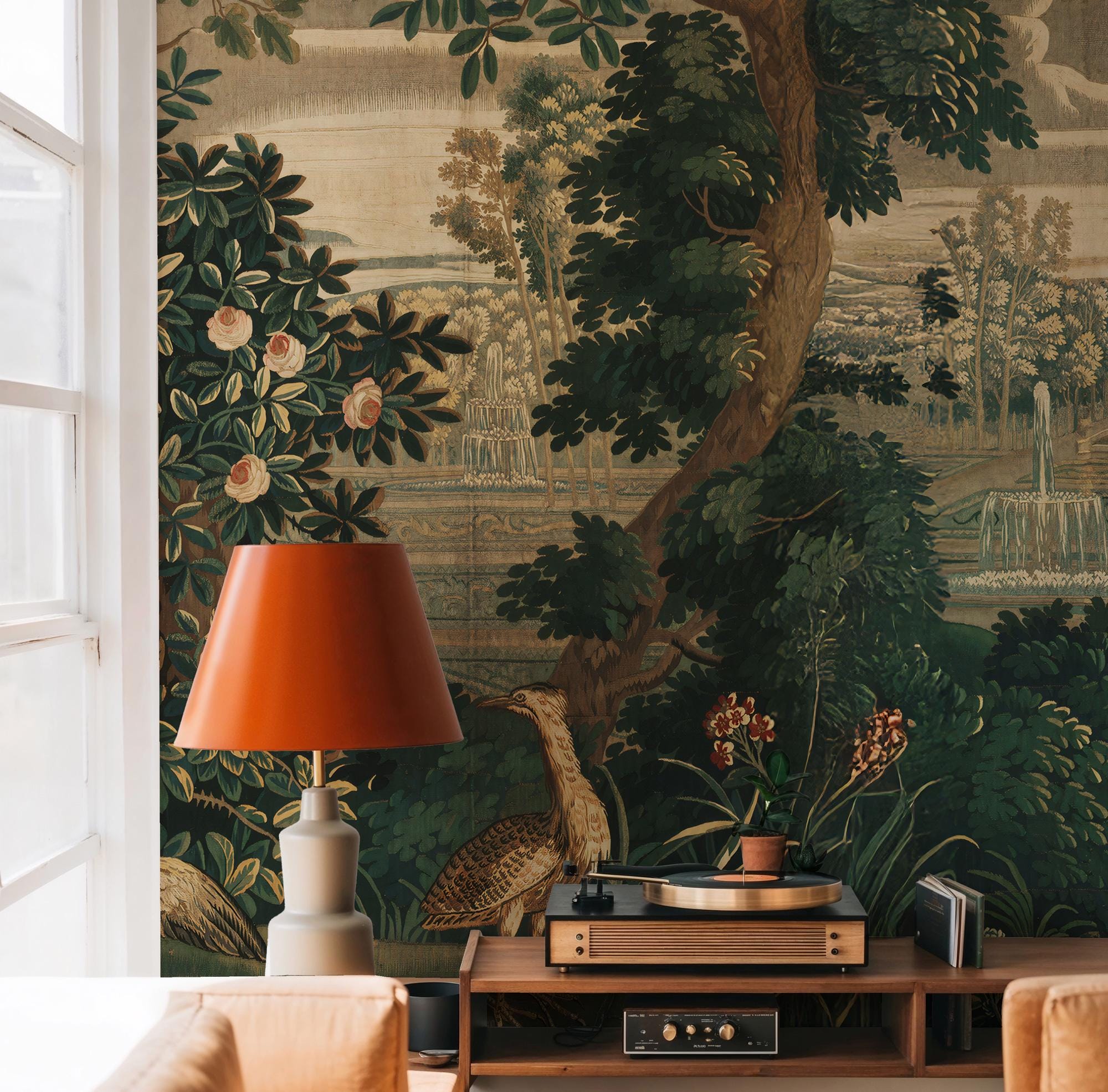 Vintage Countryside Scene Peel & Stick Wallpaper Mural, Landscape Wallpaper - View 2