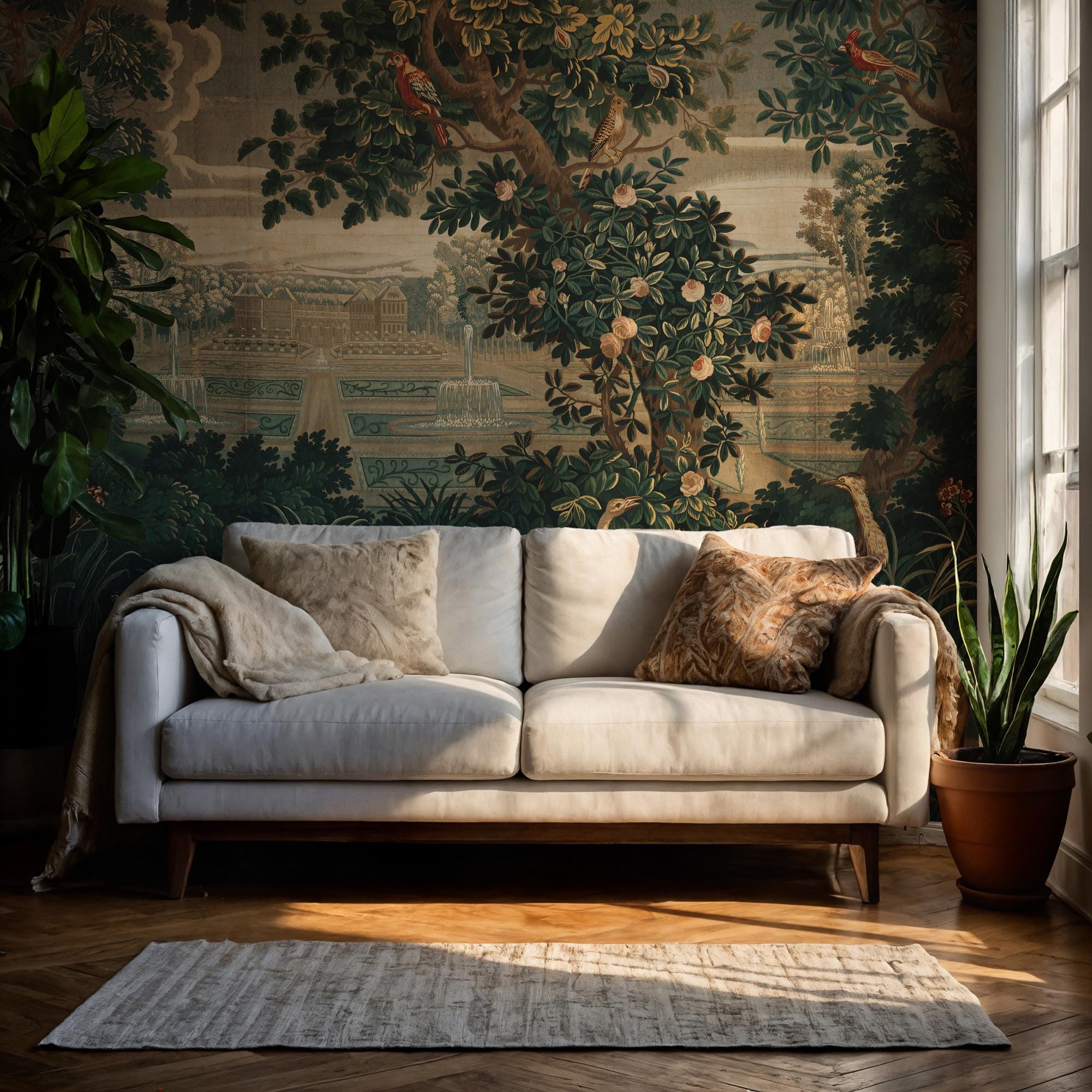 Vintage Countryside Scene Peel & Stick Wallpaper Mural, Landscape Wallpaper - View 3