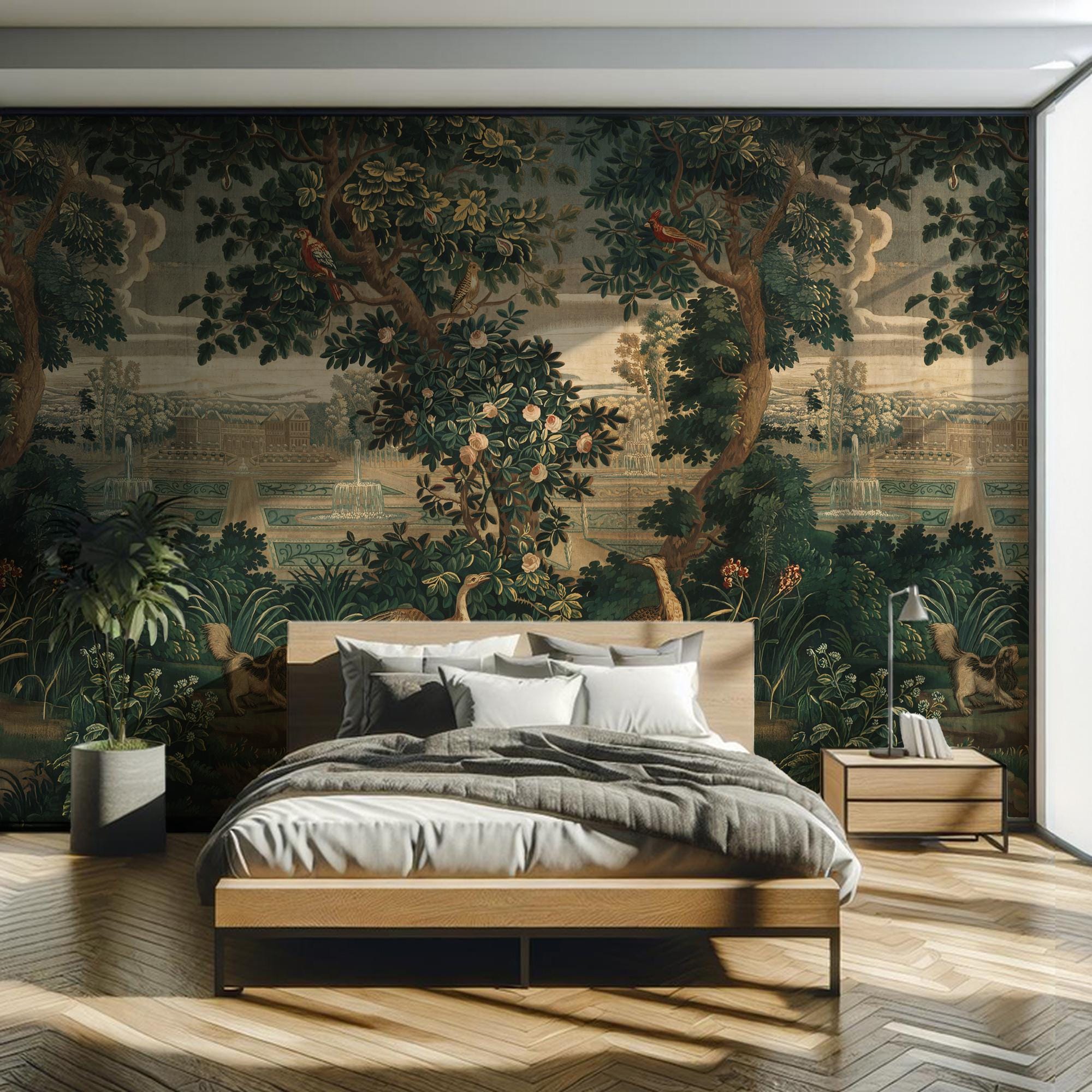 Vintage Countryside Scene Peel & Stick Wallpaper Mural, Landscape Wallpaper - View 4
