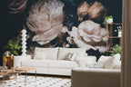 Dark Peony Floral Wallpaper: Big Rose Wall Mural, Peel & Stick - View 3