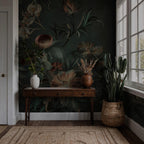 Vintage Peony and Rose Mural – Dark Floral Peel and Stick Wallpaper - View 4