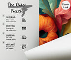 Bold Abstract Floral Wallpaper Mural, Modern Colorful Botanical Peel and Stick Wall Art - View 7