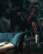 Dark Botanical Floral Wall Mural, Moody Garden Flower Peel and Stick Wallpaper - View 3