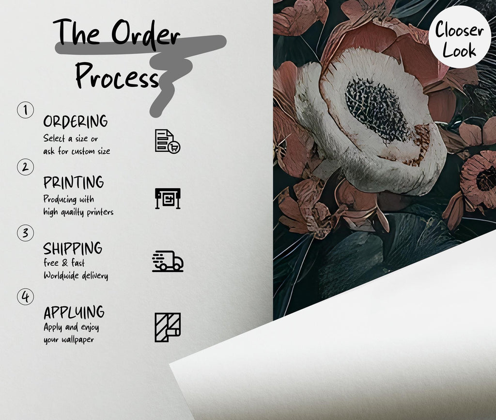 Dark Botanical Floral Wall Mural, Moody Garden Flower Peel and Stick Wallpaper - View 7