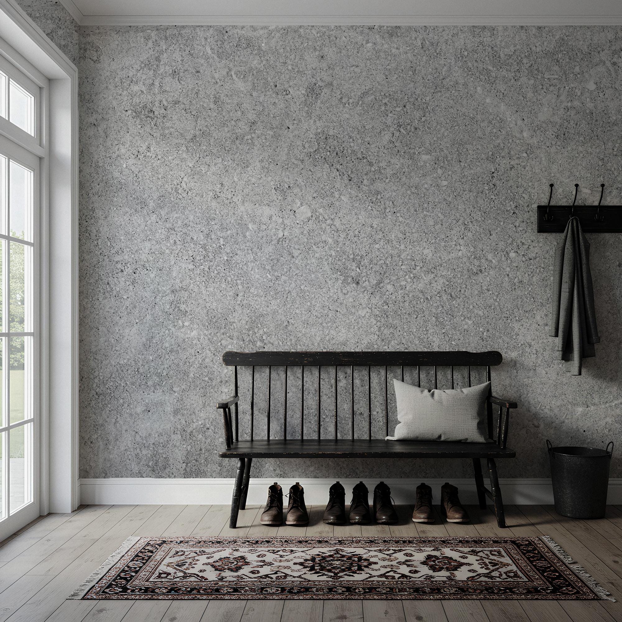 Light Gray Concrete Texture Wallpaper – Modern Minimalist Peel and Stick Wall Mural - View 3