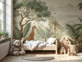 Safari Jungle Wallpaper Mural – Tropical Animals Peel and Stick Wall Art for Kids Room
