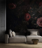 Dark Floral Wallpaper Mural – Moody Vintage Botanical Peel and Stick Wall Art - View 2