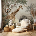 Jungle Safari Nursery Wallpaper Mural – Tropical Animals Peel and Stick Wall Art