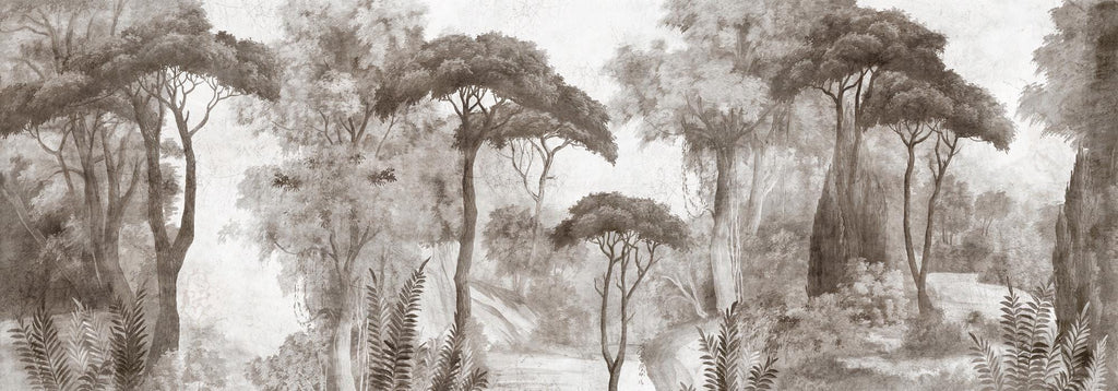 Neutral Forest Wallpaper Mural – Vintage Woodland Landscape Wall Art - View 6