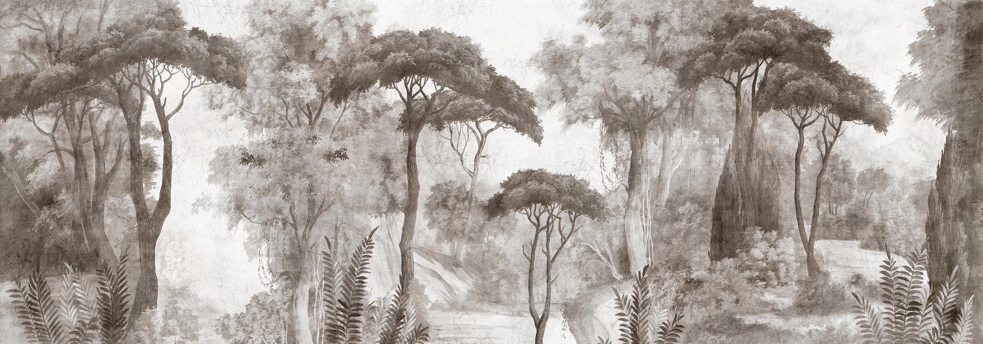 Neutral Forest Wallpaper Mural – Vintage Woodland Landscape Wall Art - View 6