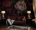 Dark Botanical Wallpaper Mural – Moody Vintage Floral Wall Art