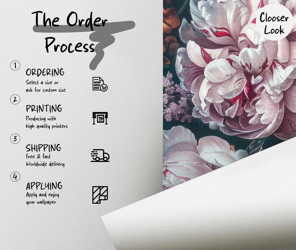 Floral Wallpaper Peel and Stick : Bold Peony Wall Mural - View 5