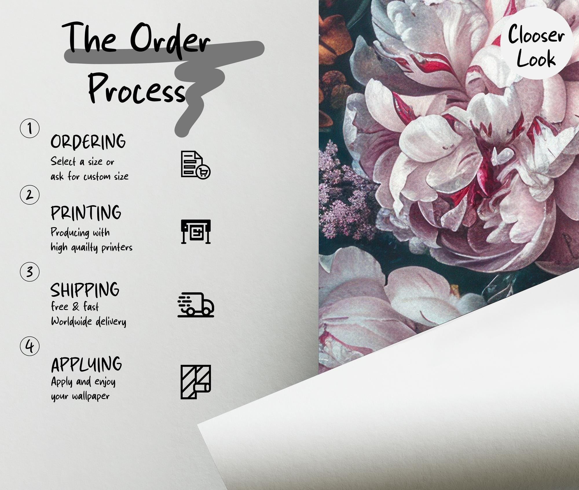 Floral Wallpaper Peel and Stick : Bold Peony Wall Mural - View 5