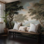Nature Landscape Peel and Stick Wallpaper, Vintage Forest Scenic Wall Mural - View 3