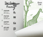 Green & Ivory Safari Toile Peel and Stick Wallpaper Mural - Custom Size - View 4