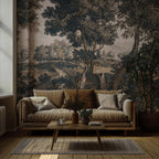 Dark Vintage Landscape Mural - Elegant Peel and Stick Wallpaper - View 2