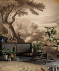 Neutral Forest Wallpaper: Sepia Landscape Peel and Stick Wall Mural