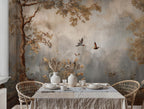 Botanical Landscape Wall Mural, Rustic Tree and Bird Wallpaper, Peel and Stick - View 3