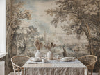 Antique European Landscape Wallpaper Mural, Historic Countryside Peel and Stick Wall Art - View 3