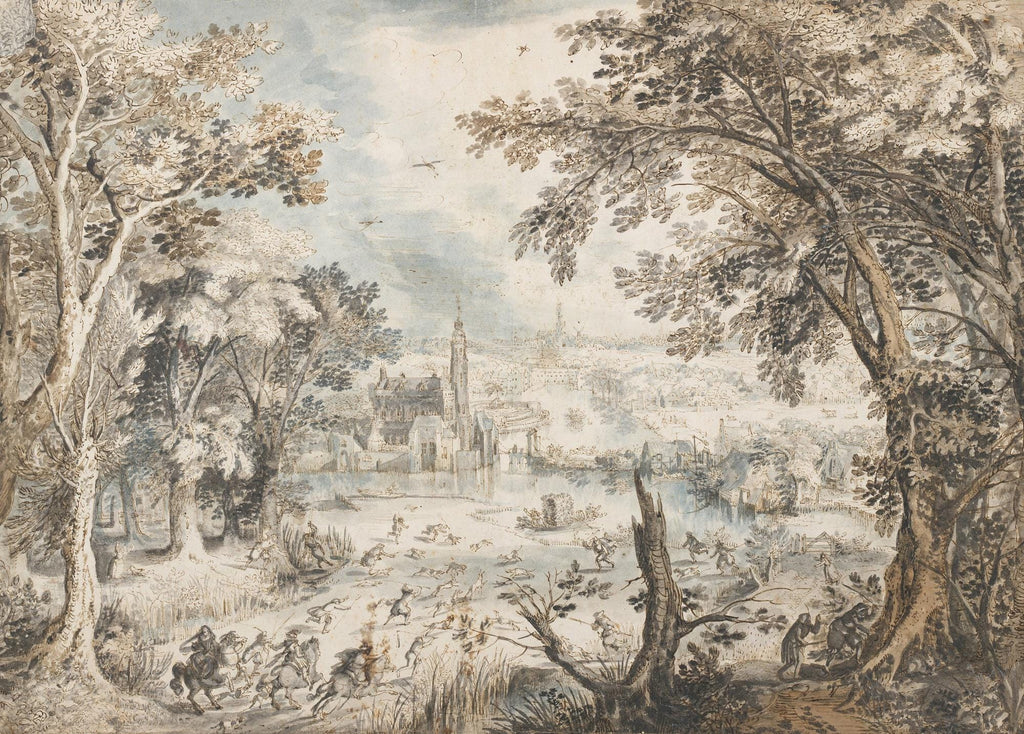 Antique European Landscape Wallpaper Mural, Historic Countryside Peel and Stick Wall Art - View 6