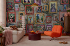 Retro Animal Portrait Wallpaper, Colorful Maximalist Peel and Stick Wall Art - View 3