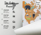 Kids World Map With Animals Custom Size Wallpaper, Nursey Geography Map Wall Mural - View 5