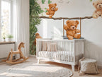 Teddy Bear Nursery  Mural, Baby Bear Kids Room Decor, Custom Size Peel & Stick Wallpaper - View 2