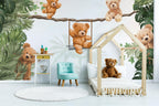 Teddy Bear Nursery  Mural, Baby Bear Kids Room Decor, Custom Size Peel & Stick Wallpaper