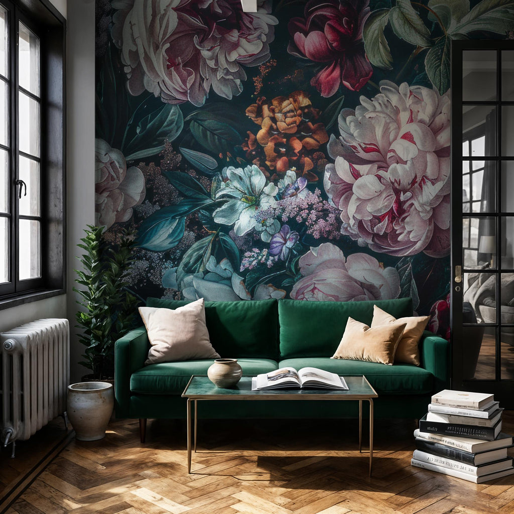 Floral Wallpaper Peel and Stick : Bold Peony Wall Mural - View 2