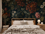 Dark Floral Peony & Rose Wallpaper: Botanical Peel and Stick Wall Mural - View 2