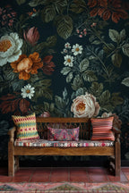 Dark Floral Peony & Rose Wallpaper: Botanical Peel and Stick Wall Mural - View 3