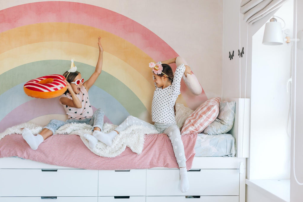 Rainbow Nursery Wallpaper, Kids Room Peel and Stick Wall Art