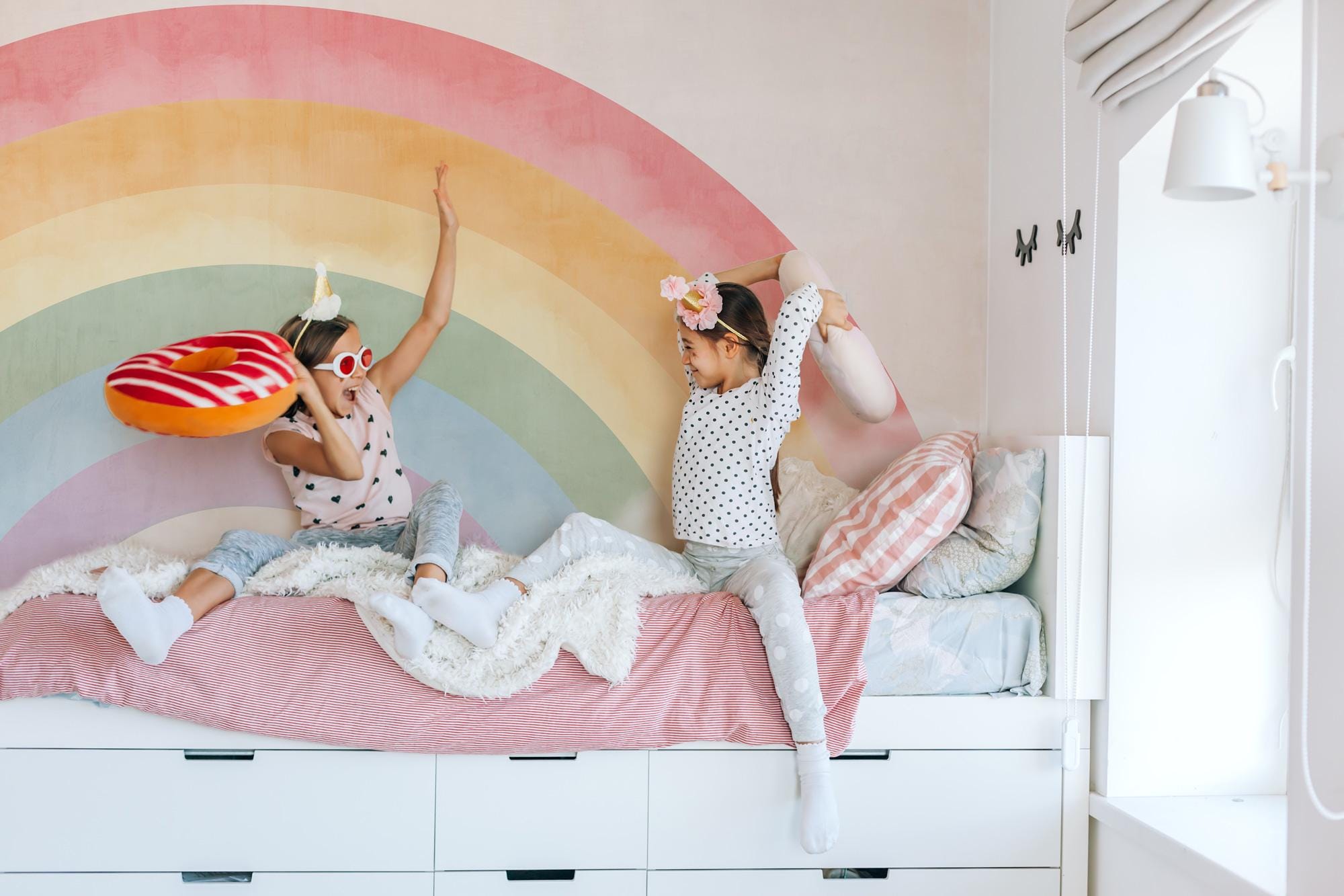 Rainbow Nursery Wallpaper, Kids Room Peel and Stick Wall Art
