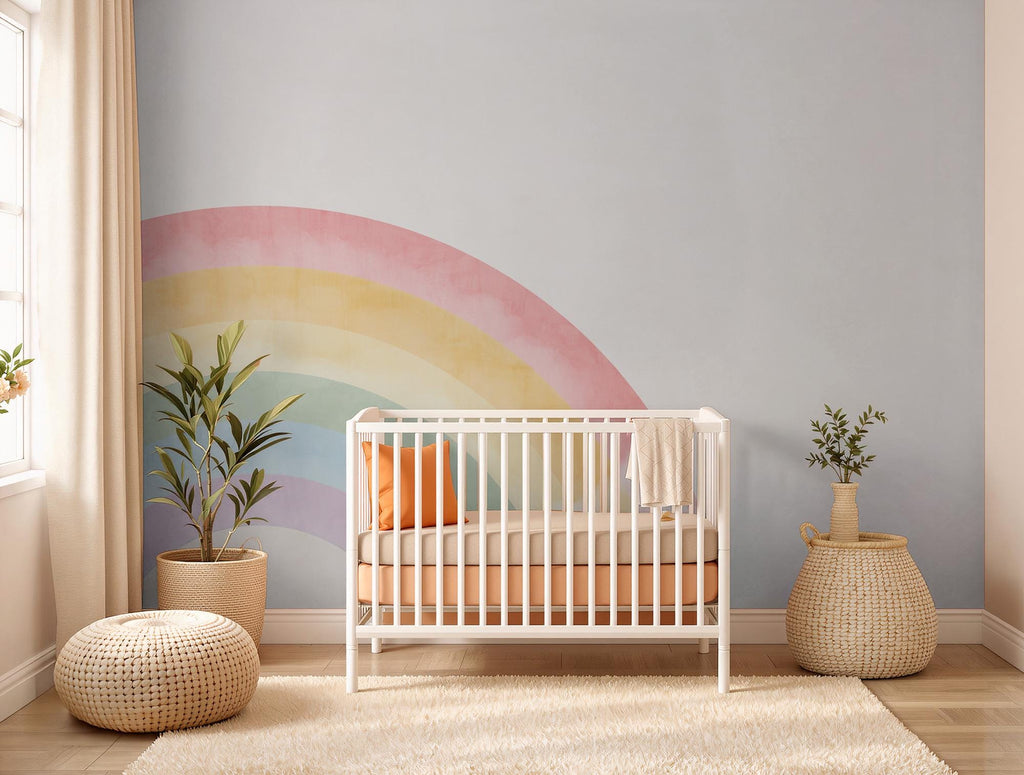Rainbow Nursery Wallpaper, Kids Room Peel and Stick Wall Art - View 2
