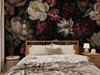 Dark Floral Wall Mural, Vintage Botanical Peel and Stick Wallpaper - View 3