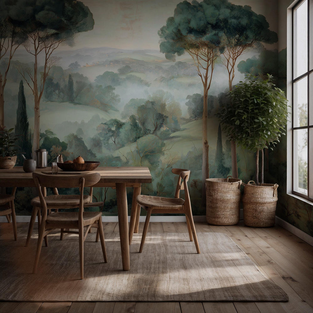 Woodland Forest Peel and Stick Wallpaper, Serene Forest Landscape Wal Mural - View 2