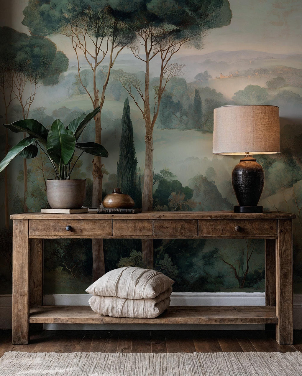Woodland Forest Peel and Stick Wallpaper, Serene Forest Landscape Wal Mural - View 3