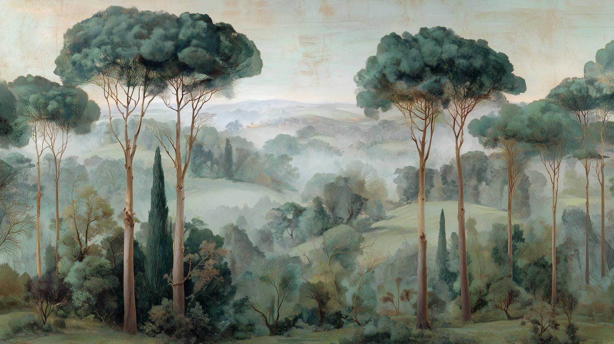 Woodland Forest Peel and Stick Wallpaper, Serene Forest Landscape Wal Mural - View 7