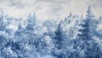 Blue Toile de Jouy Peel and Stick Wallpaper, Romantic European Forest Wall Mural - View 6