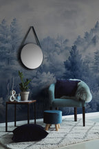 Blue Toile de Jouy Peel and Stick Wallpaper, Romantic European Forest Wall Mural - View 4