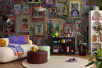 Retro Animal Portrait Wallpaper, Colorful Maximalist Peel and Stick Wall Art - View 2
