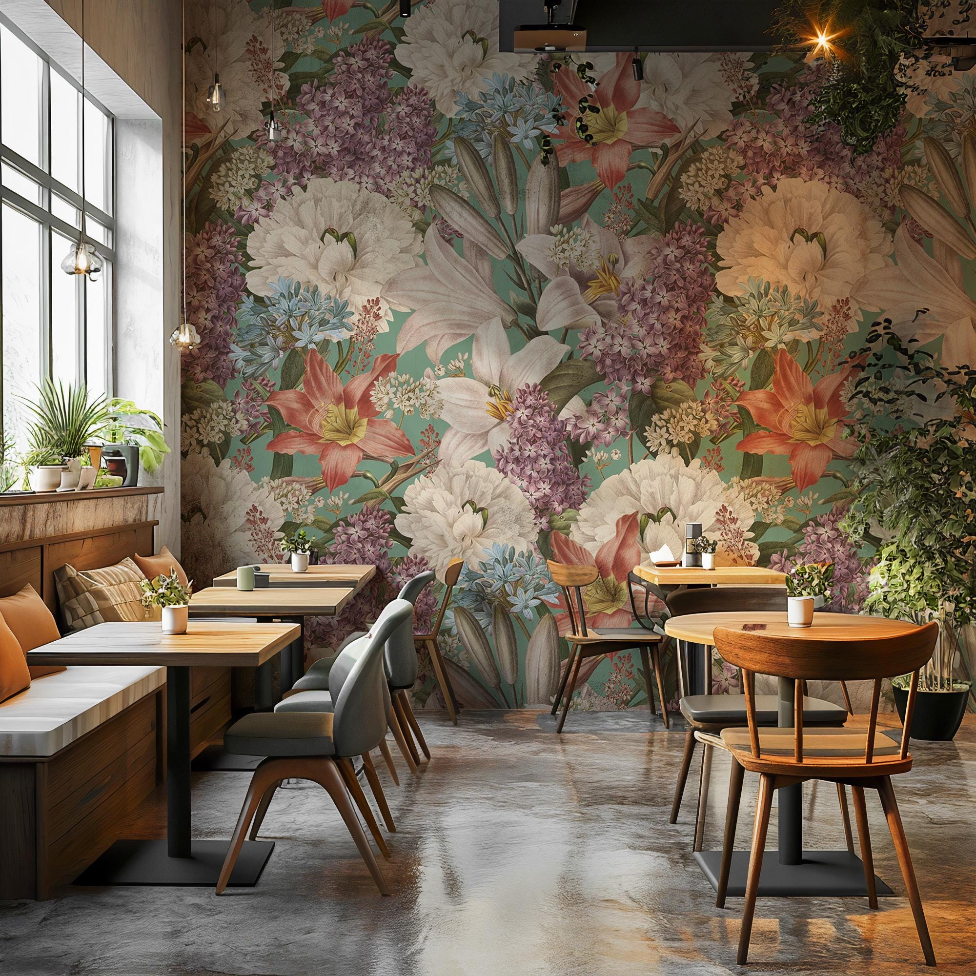 Large Floral Peel & Stick Wallpaper: Bold Peony Wall Mural - View 2