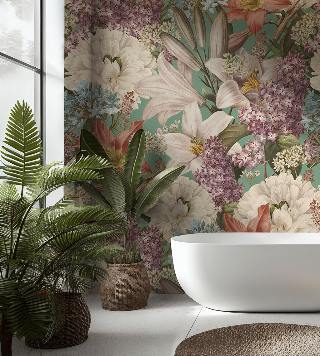 Large Floral Peel & Stick Wallpaper: Bold Peony Wall Mural - View 4