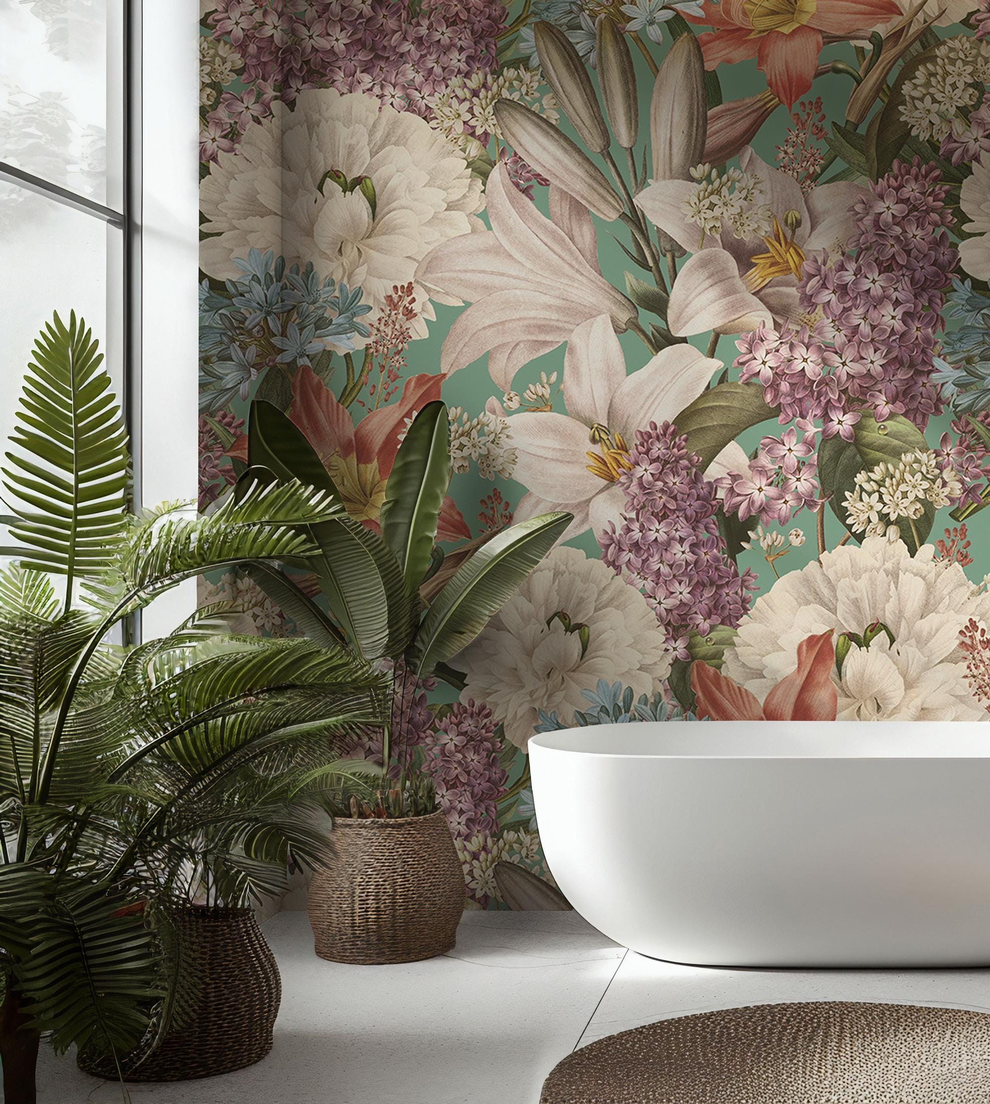 Large Floral Peel & Stick Wallpaper: Bold Peony Wall Mural - View 4