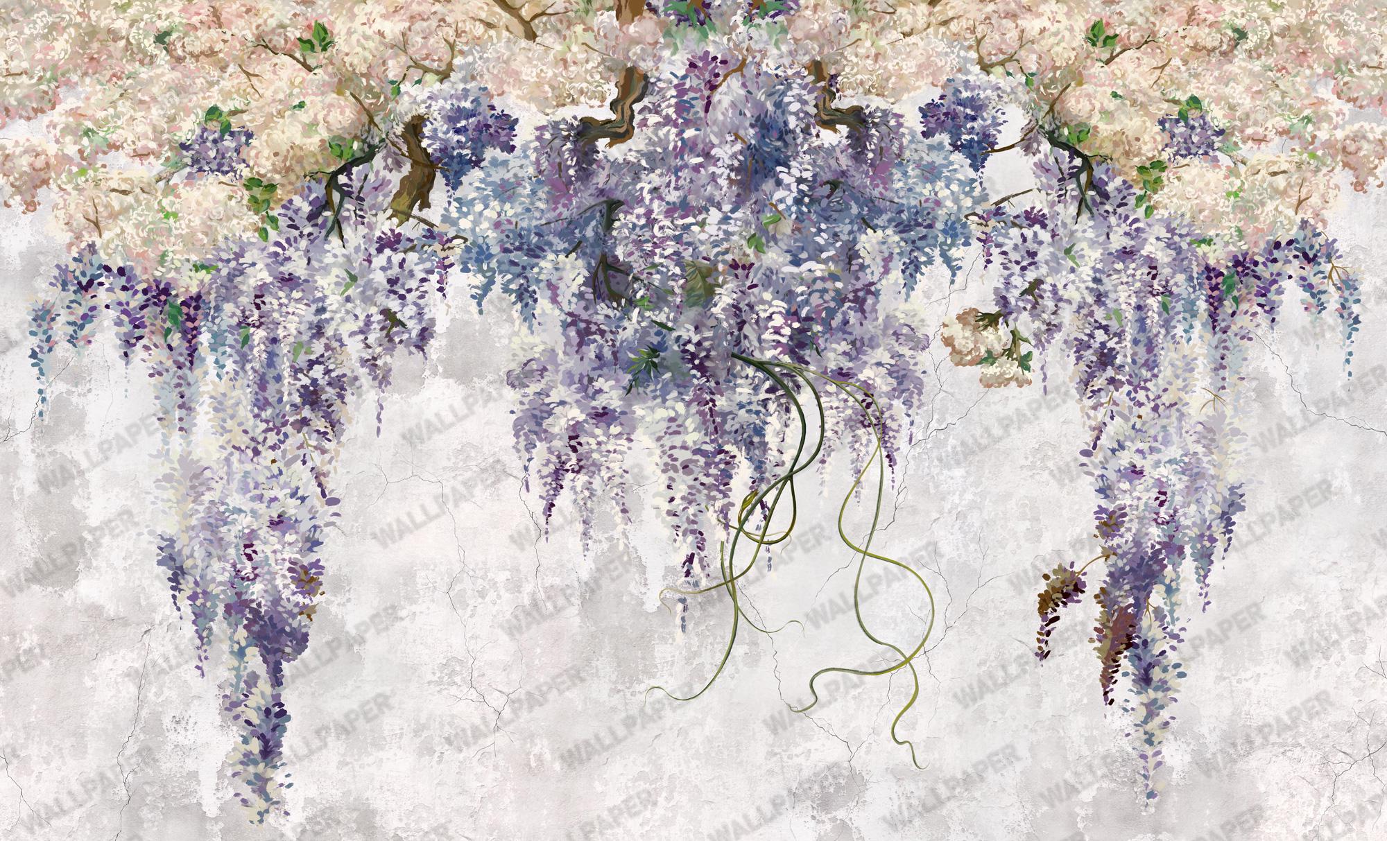 Wisteria Floral Wallpaper, Romantic Soft Pastel Flower Decor, Peel & Stick Botanical Wall Mural - View 6