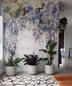 Wisteria Floral Wallpaper, Romantic Soft Pastel Flower Decor, Peel & Stick Botanical Wall Mural - View 3