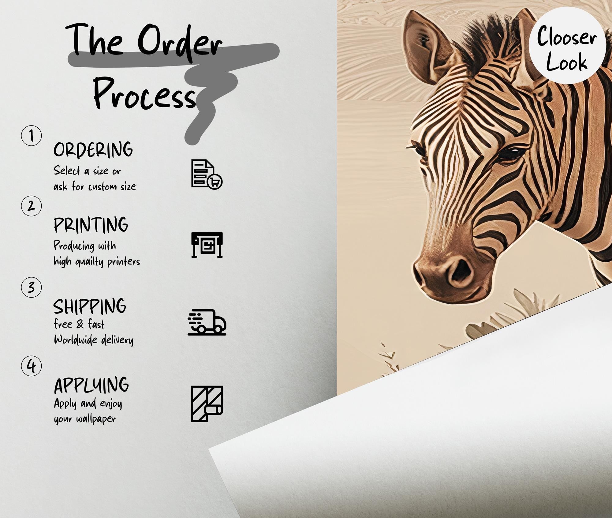 Safari Animals Wallpaper, Jungle Wall Mural, Beige Nursery Decor, Peel and Stick - View 5